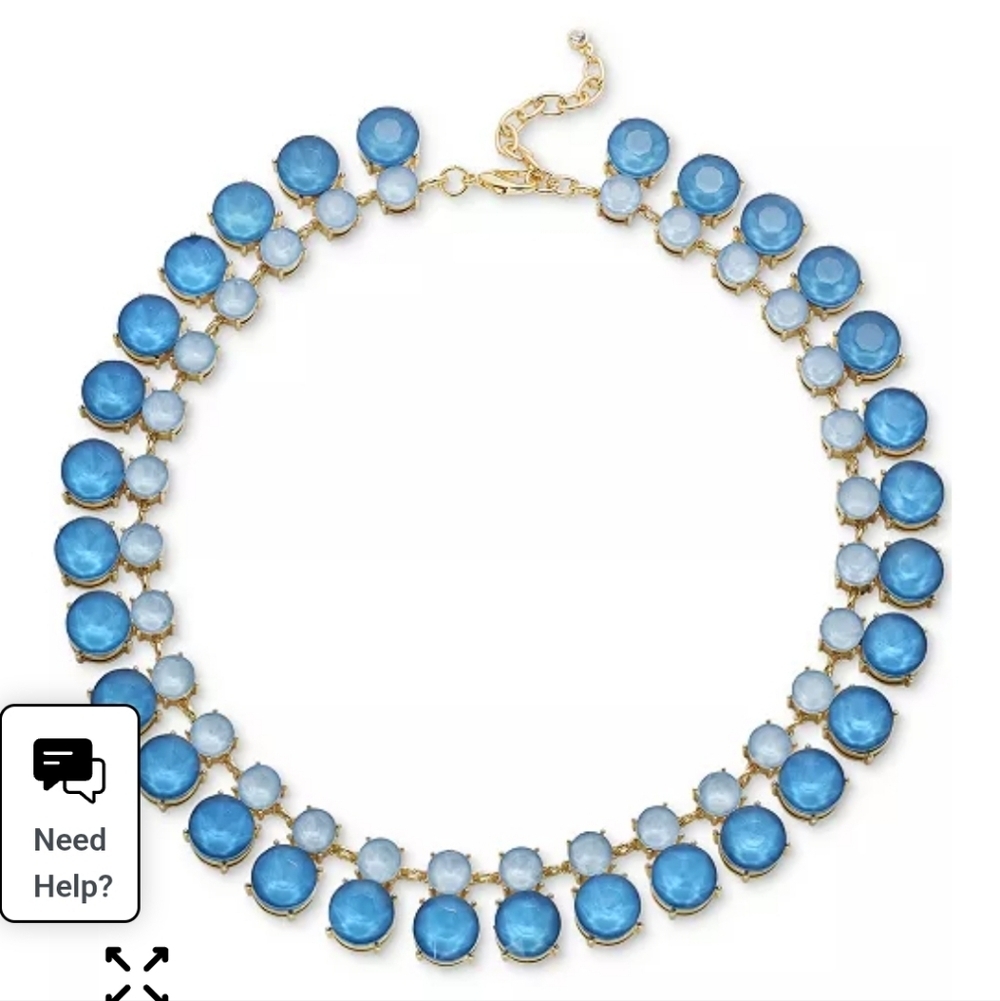On 34th Gold-Tone Color Crystal & Stone Collar Necklace, 16" + 2" extender New - Picture 1 of 7